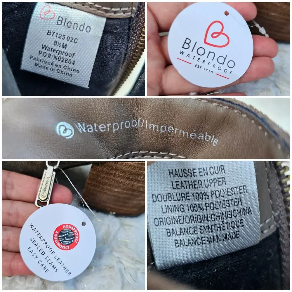 Suede Ankle Boot Tan Leather Blondo Waterproof Siena Bootie Size 8.5 Zip Heeled - Picture 7 of 13